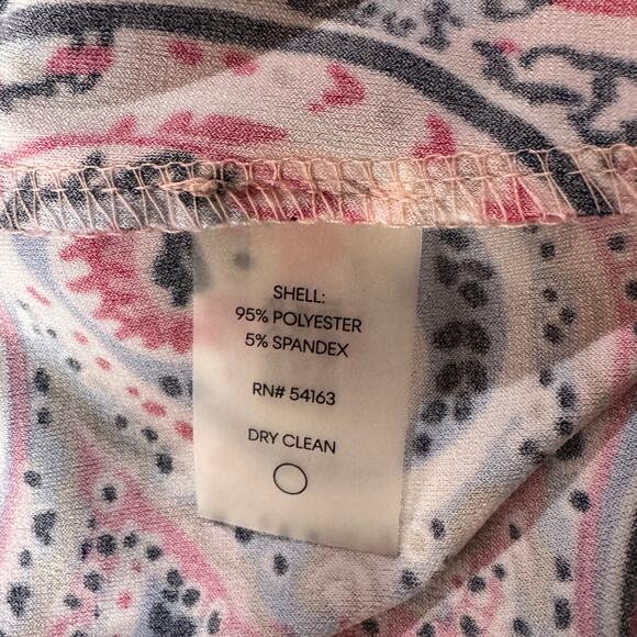 Tommy Hilfiger SZ 4 A-Line Dress Paisley 3/4 Bell Sleeves Stretch Round Neck Zip - Picture 10 of 10